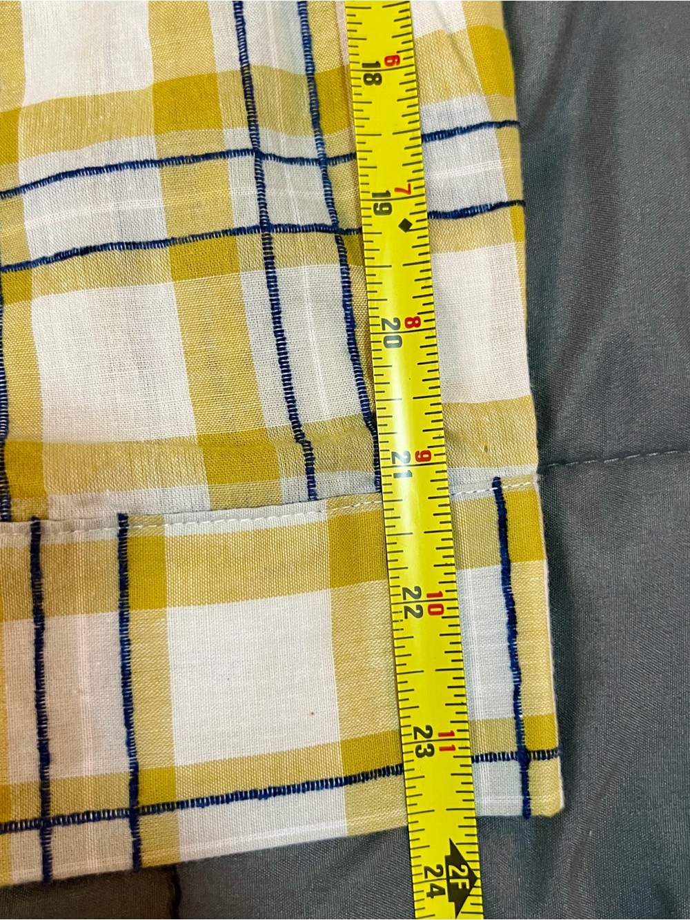 New Easel Wms Yellow Navy Stitched Knit Cotton Textured Twist Hem Plaid Shirt S - Picture 9 of 10
